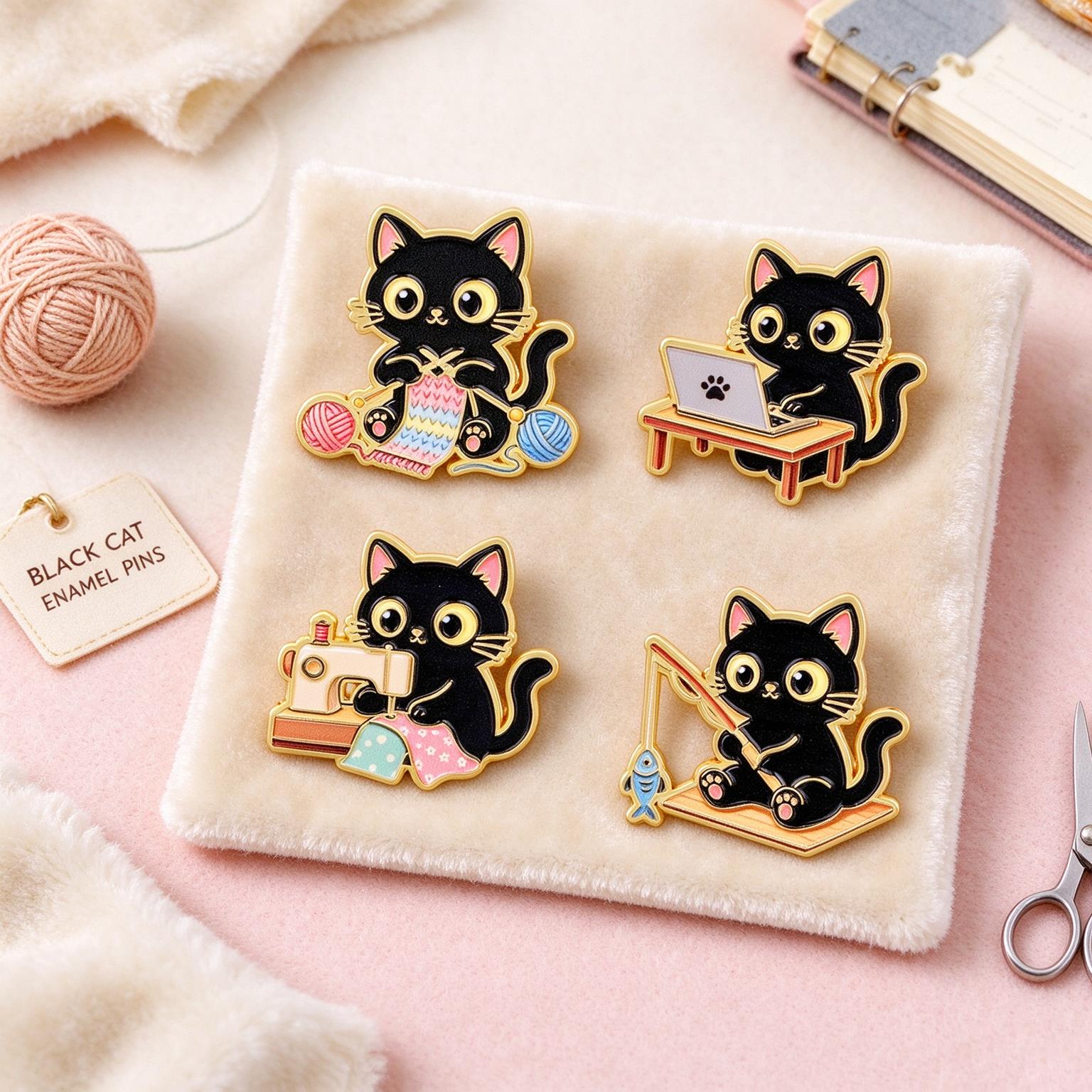 Conjunto de 4 broches de esmal - Kawaii Tech Accessories avaliação e preço
